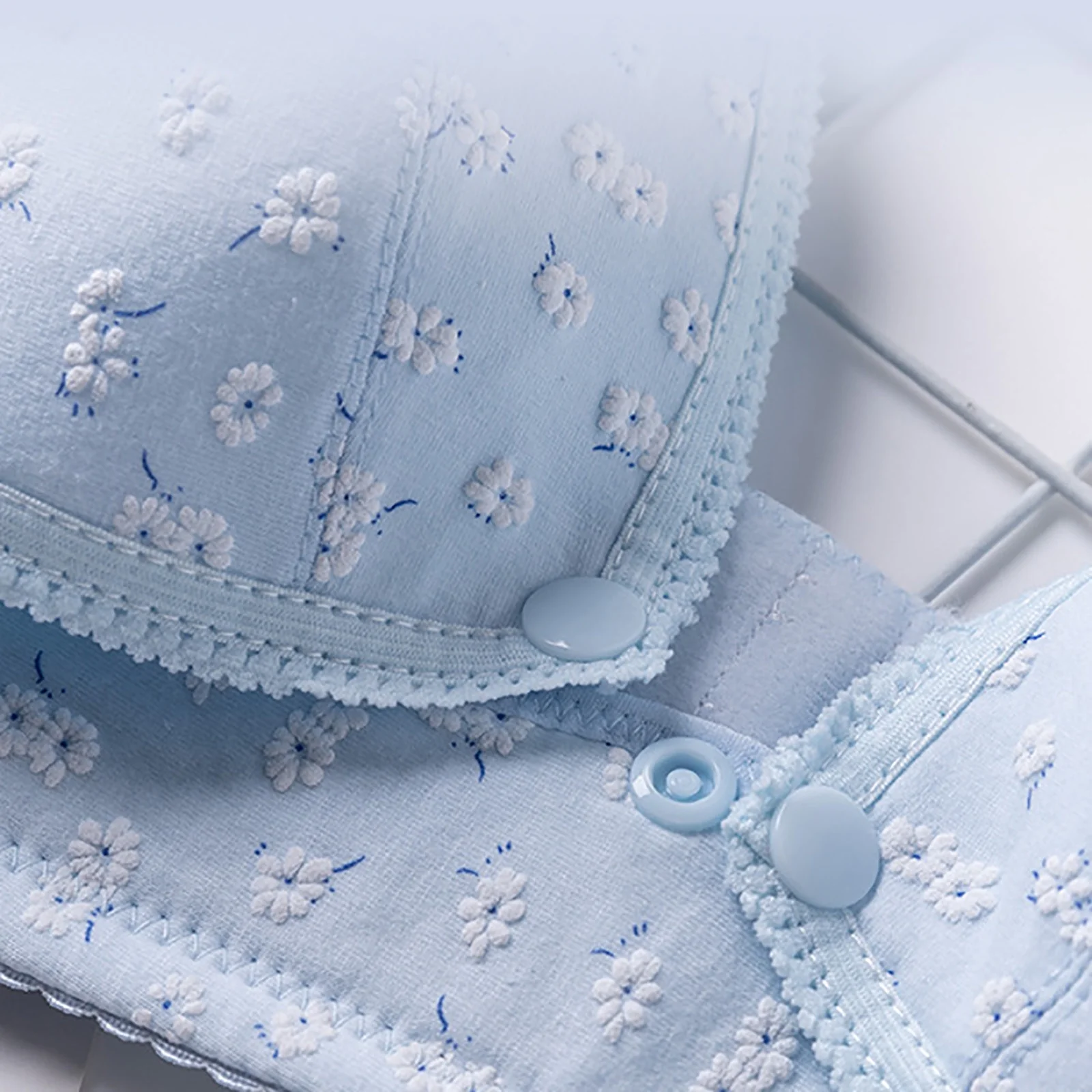 Breastfeeding Maternity Front 2 Button Comfortable Soft Cotton Bra (Blue Color) - Image 4
