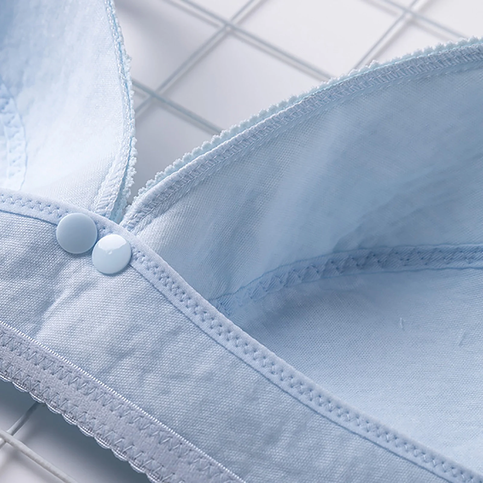 Breastfeeding Maternity Front 2 Button Comfortable Soft Cotton Bra (Blue Color) - Image 3