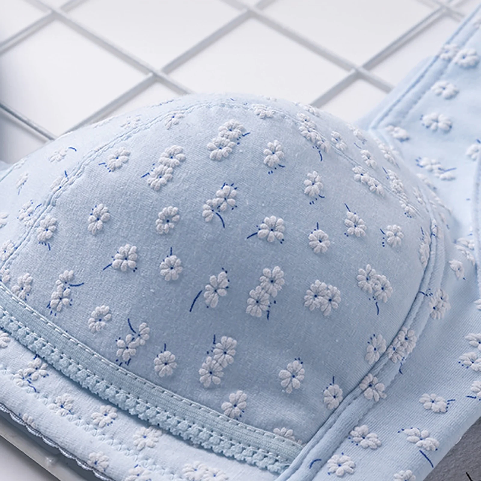 Breastfeeding Maternity Front 2 Button Comfortable Soft Cotton Bra (Blue Color) - Image 7